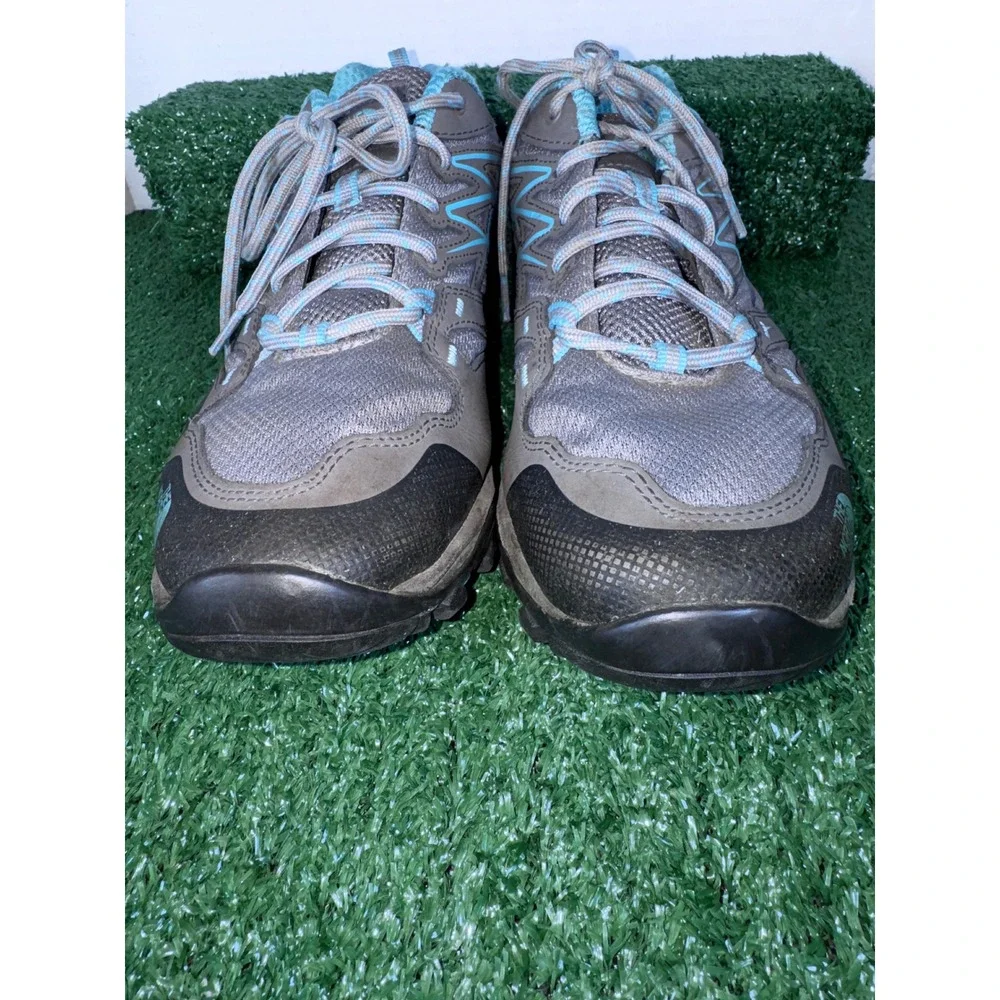 The North Face Hedgehog Gore Tex Women's Hiking Shoes Gray‎ Blue Vibram Size 9